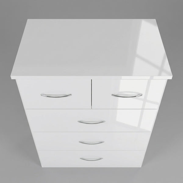 NEVADA 3+2 DRAWER CHEST - WHITE GLOSS