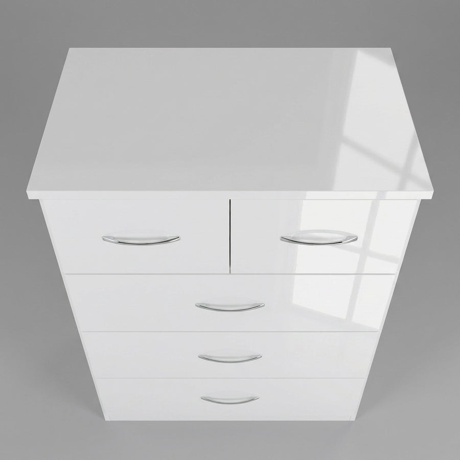 NEVADA 3+2 DRAWER CHEST - WHITE GLOSS