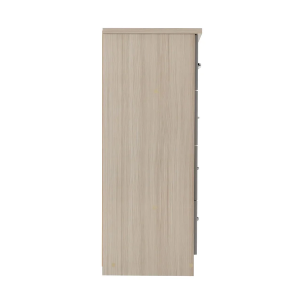NEVADA 3 DOOR 2 DRAWER MIRRORED WARDROBE - GREY GLOSS/LIGHT OAK EFFECT VENEER