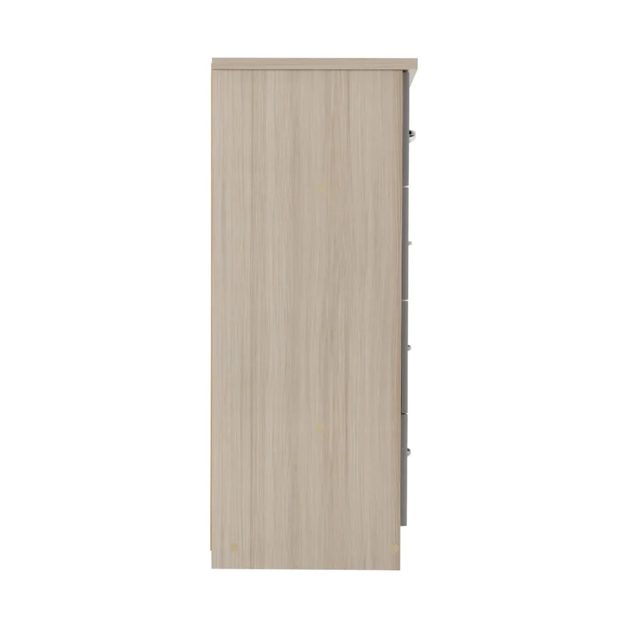 NEVADA 3 DOOR 2 DRAWER MIRRORED WARDROBE - GREY GLOSS/LIGHT OAK EFFECT VENEER