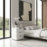 Limone Arctic White 3 Drawer Bedside Table - 11008319