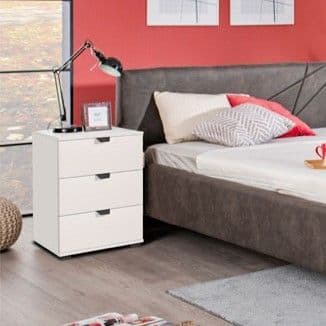 Limone Arctic White 3 Drawer Bedside Table - 11008319