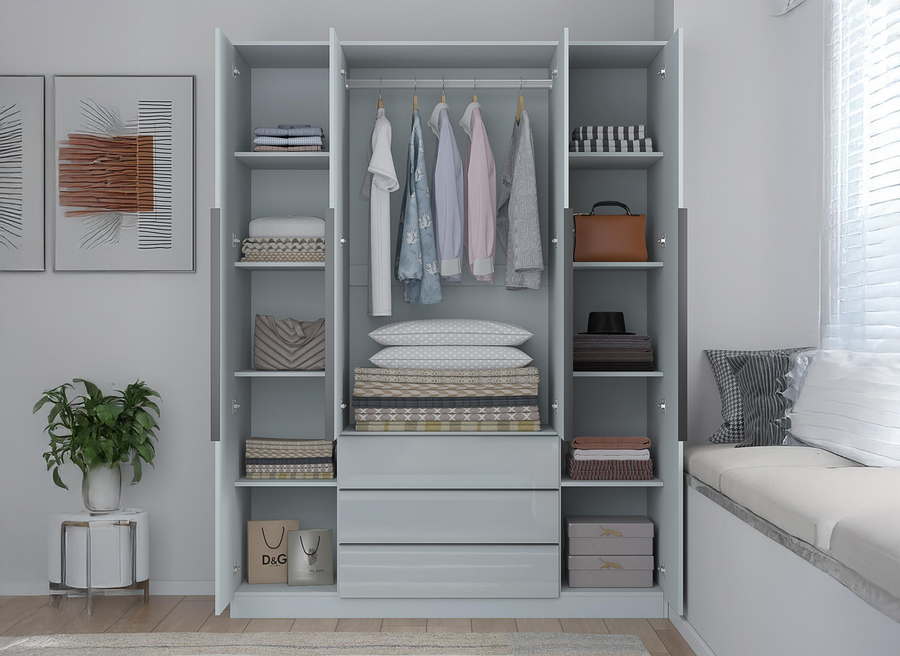 EA426 - Derby Tall 4 Door [ 3 Draws Outside ]