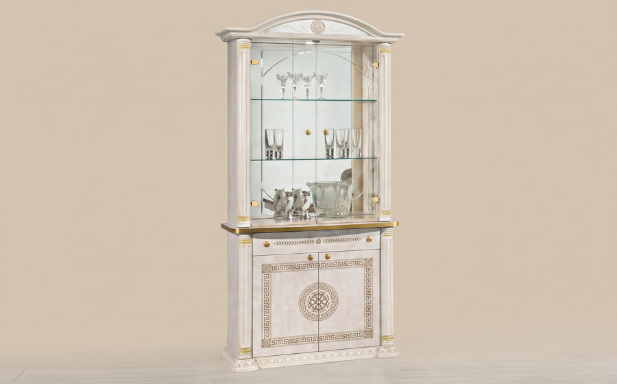 Aurora 2 Doors Vetrine 105x55 - Beige Birch Gold