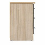 NEVADA 3 DRAWER BEDSIDE - GREY GLOSS/LIGHT OAK EFFECT VENEER