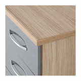 NEVADA 3 DRAWER BEDSIDE - GREY GLOSS/LIGHT OAK EFFECT VENEER