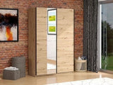 Dakota Oak Effect Sliding Wardrobe with Mirror - 11013480