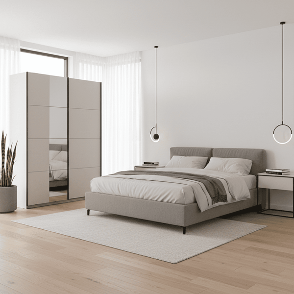 Dakota White Sliding Wardrobe with Mirror - 11013481