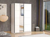 Dakota White Sliding Wardrobe with Mirror - 11013481