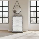 Pietra Tallboy Chest of Drawers Grey and White Gloss 6 DRW - 2705