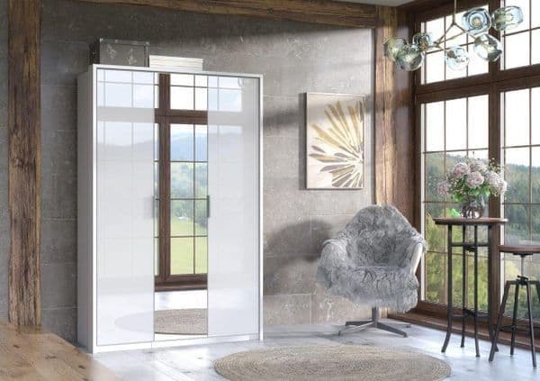 Milan White High Gloss 3 Door Mirrored Wardrobe - 3153