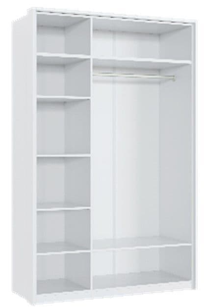 Milan White High Gloss 3 Door Mirrored Wardrobe - 3153