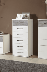 Ramina Concrete Grey And White Narrow Chest of Drawers - 2661