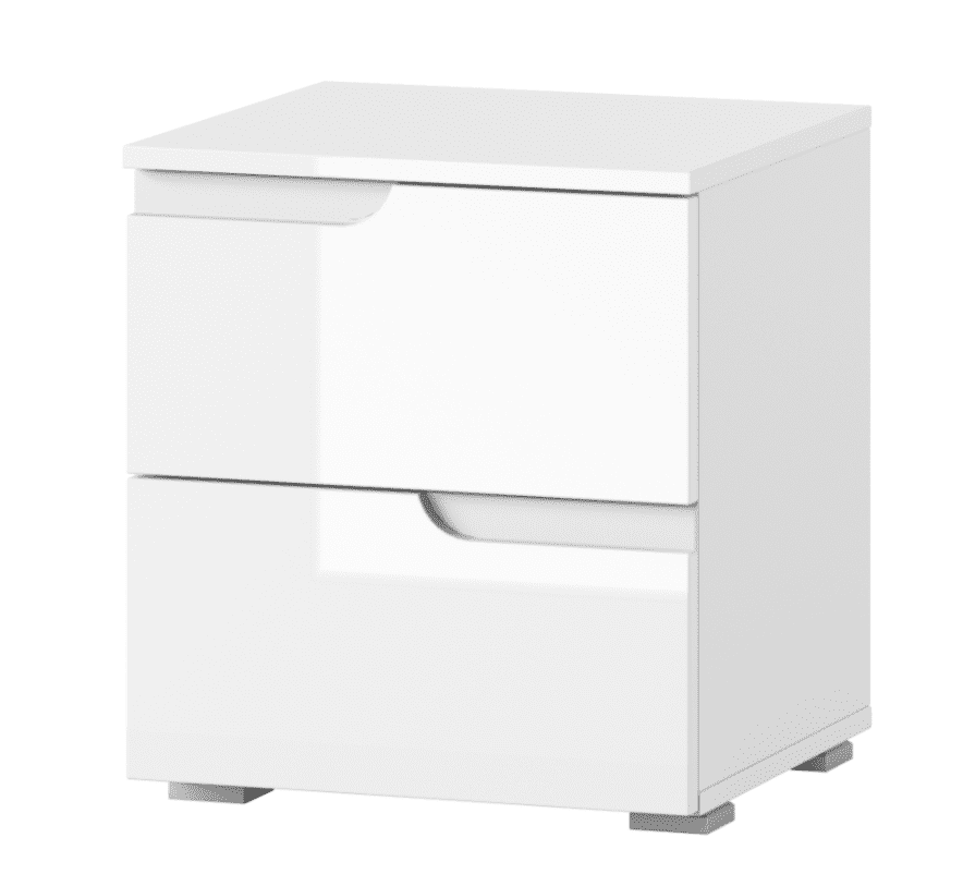 Santino White Gloss 2 Drawer Bedside Table S32 - 2713