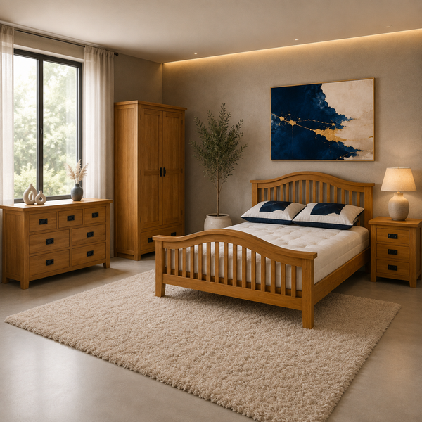 Minessota Bedroom Set - Double bed - 2 Door wardrobe - Dresser - Bedside