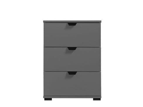 Valentina Grey 3 Drawer Bedside Table - 11009016