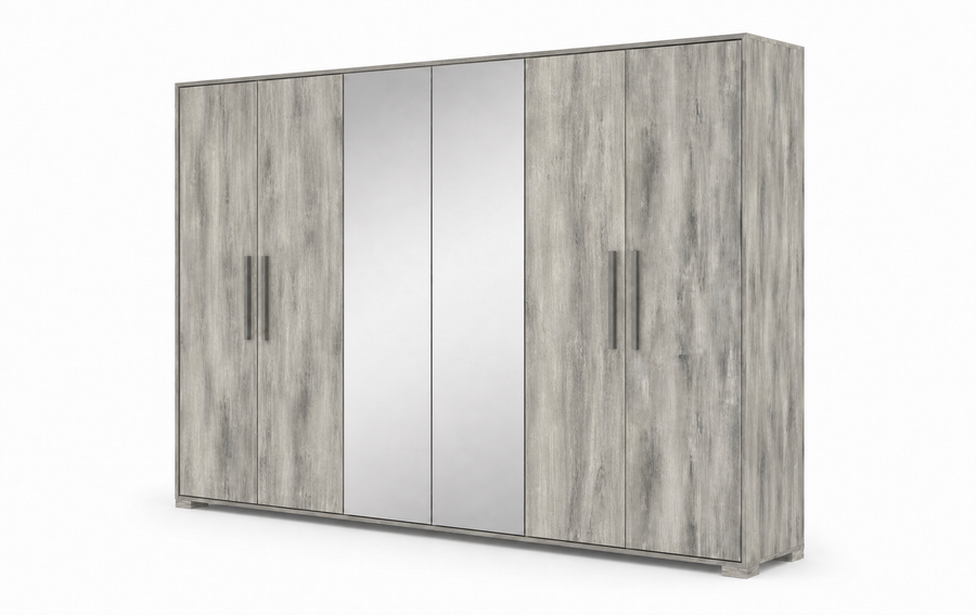 Serena 6-Door Wardrobe - Light Grey