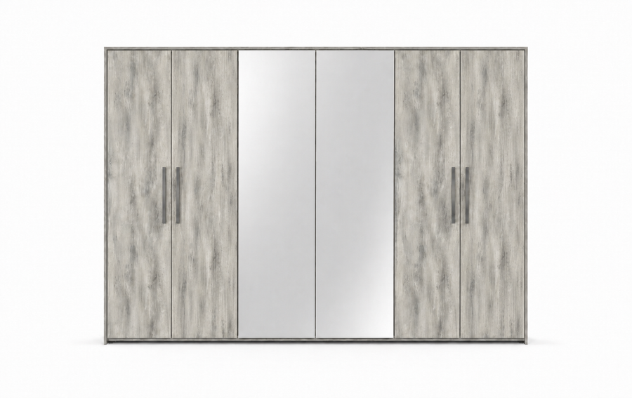 Serena 6-Door Wardrobe - Light Grey