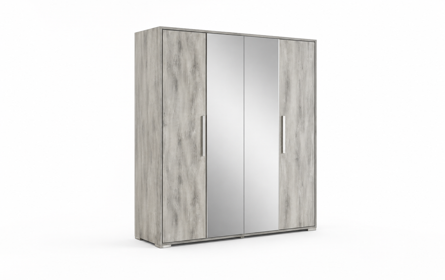 Serena 4-Door Wardrobe - Light Grey
