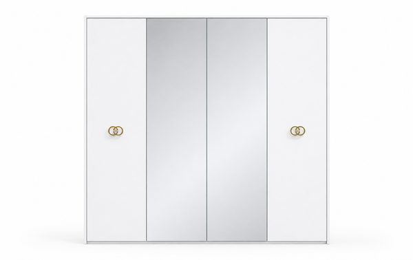 Vogue 4-Door Wardrobe - White Gold