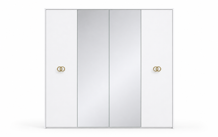 Vogue 4-Door Wardrobe - White Gold
