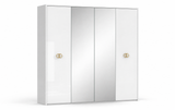 Vogue Bedroom Set With 4-Door Wardrobe - White Gold
