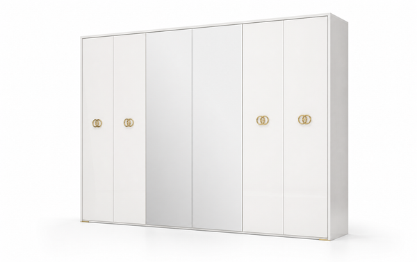 Vogue 6-Door Wardrobe - White Gold