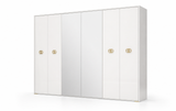 Vogue Bedroom Set With 6 Door Wardrobe - White Gold