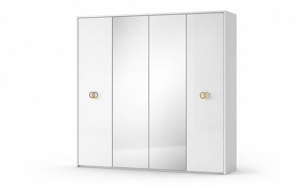 Vogue 4-Door Wardrobe - White Gold