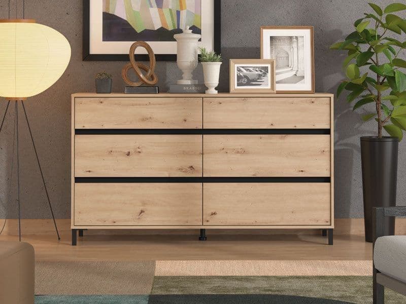 Zavaro Oak Effect Wide Chest Of Drawers - 11014257